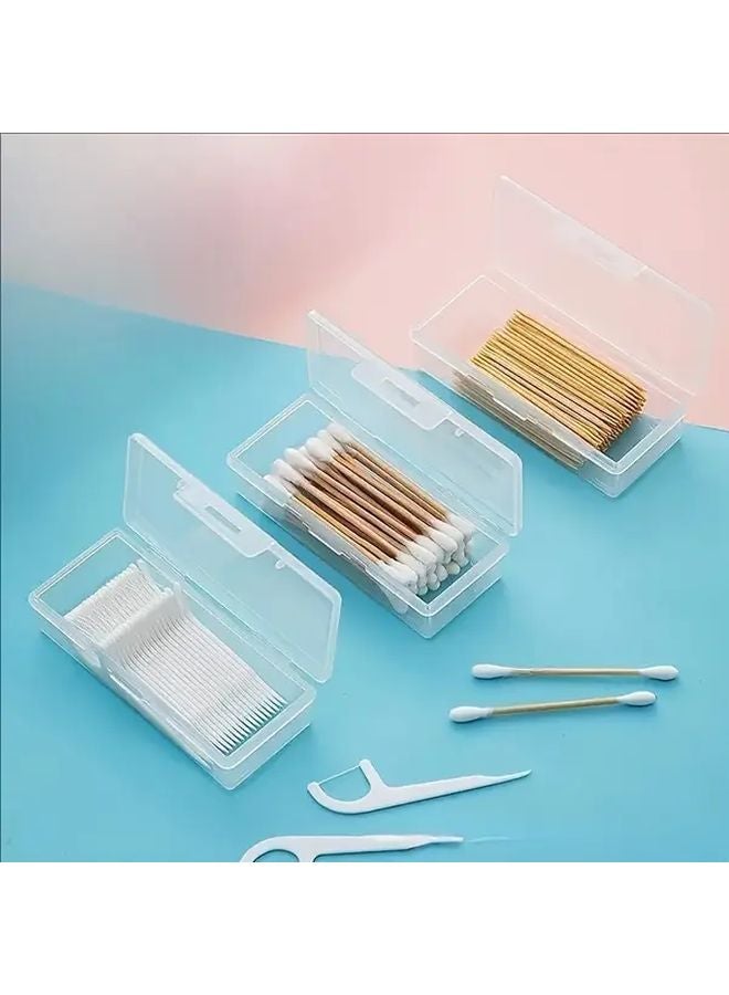 1pc Portable Transparent Storage Box Travel Bathroom Organizer Cotton Swab Container - Image 1